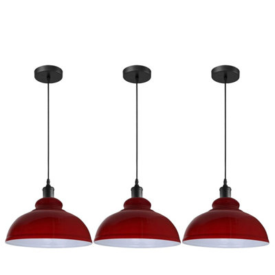 3 Pack Of Ceiling Pendant Light Fixture With 95Cm Adjustable CableVintage 29Cm Curvy Metal Shade E27 Base Hanging Lighting from B&Q