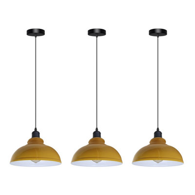 3 Pack Of Ceiling Pendant Light Fixture With 95Cm Adjustable CableVintage 29Cm Curvy Metal Shade E27 Base Hanging Light from B&Q