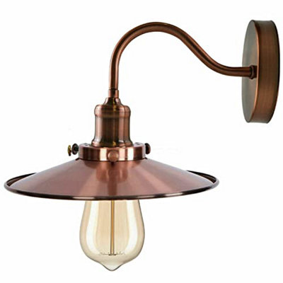 Ledsone Vintage Copper Wall Sconce Light Swan Neck Wall Light from B&Q