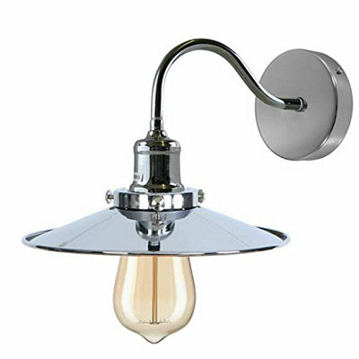 Ledsone Industrial Chrome Wall Sconce Bathroom Swan Neck Wall Light from B&Q