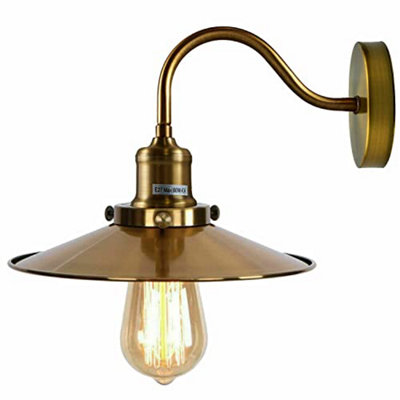 Ledsone Retro Yellow Brass Wall Sconce Light Swan Neck Arm Wall Lamp from B&Q