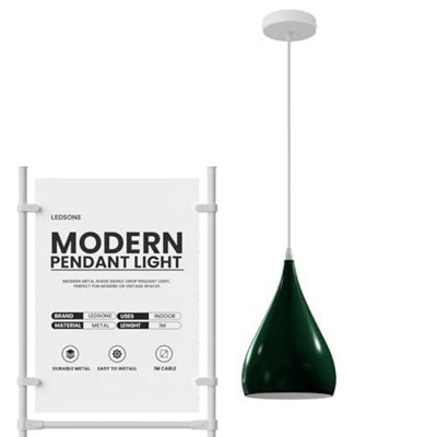 Ledsone Modern Industrial Teardrop Hanging Ceiling Light Red Pendant LampEyeball Design Modern Light Shades E27  Lamp Green from B&Q