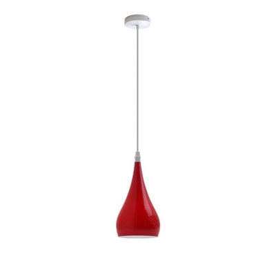  - Ledsone Modern Industrial Teardrop Hanging Ceiling Light Red Pendant LampEyeball Design Modern Light Shades E27 Lamp Red