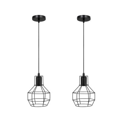  - Industrial Cage Pendant Ceiling Light,adjustable Hanging Ceiling LightsBlack Wire Lampshade For Kitchen Bar Cafe Hallway