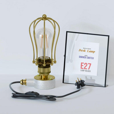 Vintage Conduit Light Table Lamp Kit With Dimmable Switch Steampunk Industrial Metal Cage Plug In Desk Lamp Table Lights from B&Q