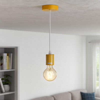  - E27 Industrial Pendant Light Yellow Ceiling Lamp With Adjustable Cable Hanging Light Fitting For Kitchen Dining Room