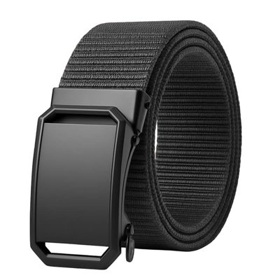 Black 2-Pack Men's Nylon Belts With Rectangular Buckle 120Cm Tactical Canvas Adjustable Belt For Jeans Comfortable Daily Wear from B&Q
