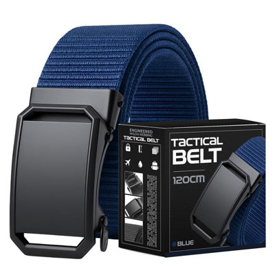 Blue 2-Pack Men's Nylon Belts With Rectangular Buckle 120Cm Tactical Canvas Adjustable Belt For Jeans Comfortable Daily Wear from B&Q