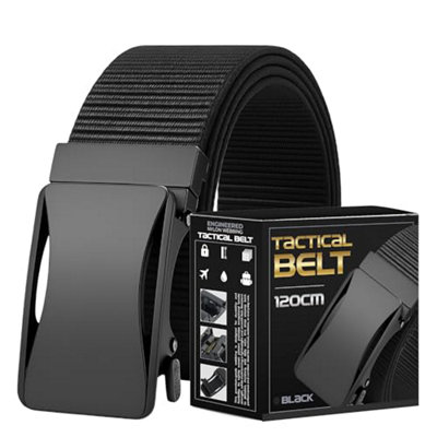 B&Q Black Men's Adjustable Nylon Web Belts With Durable Rectangular Buckles Versatile For Casual Everyday Comfortable Wear