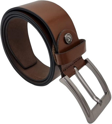 B&Q Brown Leather Belt For Men Genuine Leather With Metal Buckle Adjustable Great For Jeans Pants Shorts Casual Everywhere