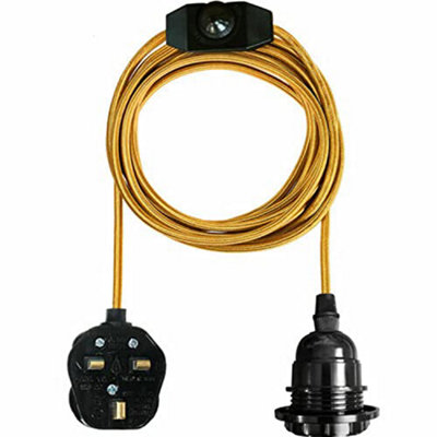Ledsone Vintage Plug In Pendant Light Kit With Fabric Flex Cable 2M Hanging E27 Bulb Socket Plug With Switch Ceiling Pendant from B&Q