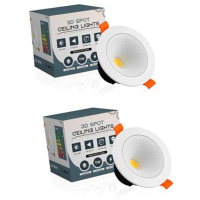 7W Led Recessed Ceiling Downlights Set Of 2 Cool White 6000K Adjustable Dimmable Ip44 from B&Q