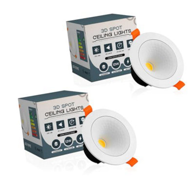 Led Recessed Ceiling Downlights Set Of 2 12W Warm White 2700K Slim Round Spotlights from B&Q