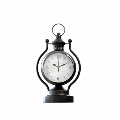 Alarm Clock Black Metal Lantern Table Clock Desk & Mantel Clock With Silent Analog Movement For Home & Office Décor from B&Q