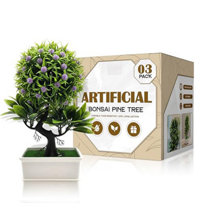 3Pcs Artificial Bonsai TreeFake Plant In Pot Artificial Plants Japanese Pine Bonsai Plant For Home Decoration