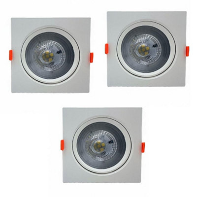 Led Recessed Ceiling Spotlights Pack Of 3 12W Cool White 6000K Adjustable Slim Downlights from B&Q