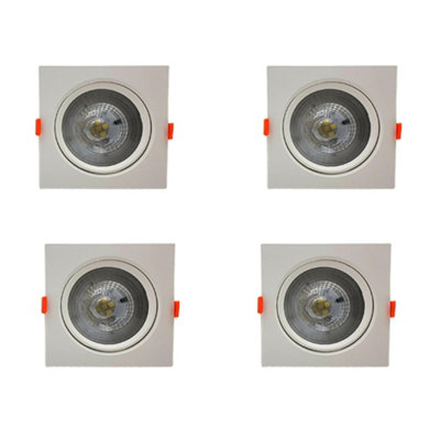 Led Recessed Ceiling Spotlights Pack Of 4 12W Cool White 6000K Adjustable Slim Downlights from B&Q