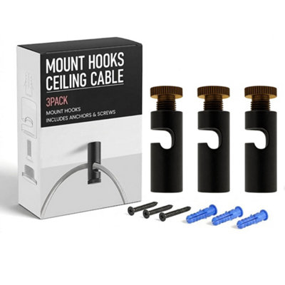 3 Pcs Ceiling Cable Mount Hooks For Swag Chandelier And Spider Lighting Easy Fit Metal Hook With Screw