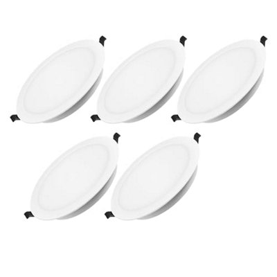 9W Led Round Ceiling Downlight Cool White 6000K Ultra Slim Panel Pack 5 from B&Q