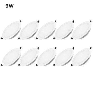 9W Led Round Recessed Ceiling Downlight Cool White 6000K Pack 10 from B&Q