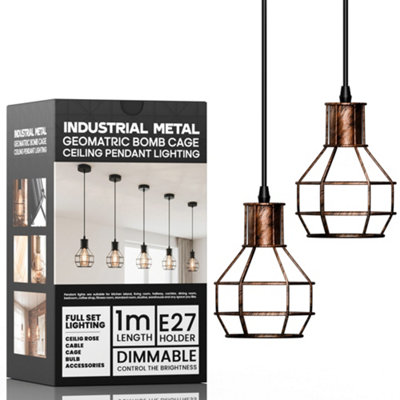  - Industrial Cage Pendant Ceiling Light,adjustable Hanging Ceiling LightsBlack Wire Lampshade For Kitchen Bedroom Bar Cafe