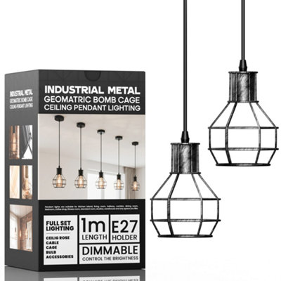  - Industrial Cage Pendant Ceiling Light,adjustable Hanging Ceiling LightsBlack Wire Lampshade For Bedroom Bar Cafe Hallway