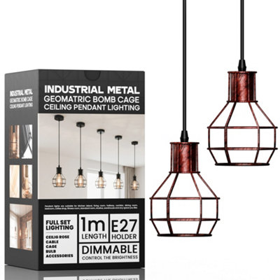  - Industrial Cage Pendant Ceiling Light,adjustable Hanging Ceiling LightsBlack Wire Lampshade For Kitchen Bar Cafe Hallway