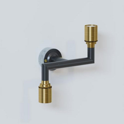 Industrial 2 Way Wall Lights 20mm Conduit Pipe Modern Dual Bulb E27 Lamp Fitting Wall Scone  Yellow Brass from B&Q
