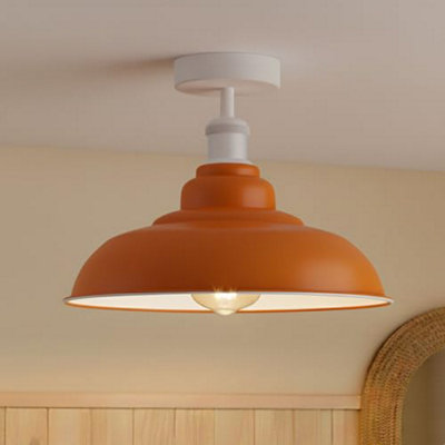 Modern Semi Flush Mount Ceiling Light E27 Vintage Metal Lampshade 32Cm Easy Fit Fixture For Office Kitchen Hallway from B&Q