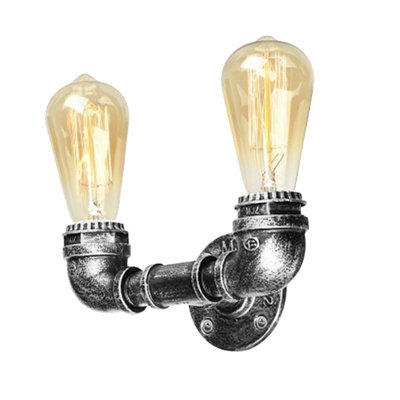  - Vintage Industrial Steampunk Wall Light Brushed Silver Metal E27