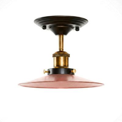 Industrial Vintage Semi Flush Mount Ceiling Lights Flat Shade 22Cm Copper E27 Holder For KitchenLiving Room Without Bulb from B&Q