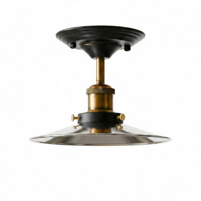 Vintage Semi Flush Mount Ceiling Light Fixture E27 Base Metal Lamp Shade For KitchenLiving Room Chrome Without Bulb from B&Q
