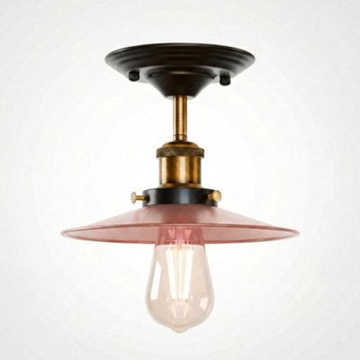 Vintage E27 Flush Fitting Ceiling Lights 22Cm Copper Flat Lampshade Easy Fit Mount Lighting For KitchenBedroom With Bulb from B&Q
