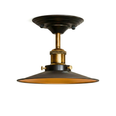 Industrial Vintage Semi Flush Mount Ceiling Lights Metal 22Cm Black Inner Gold Shade E27 Holder For KitchenLiving Room from B&Q