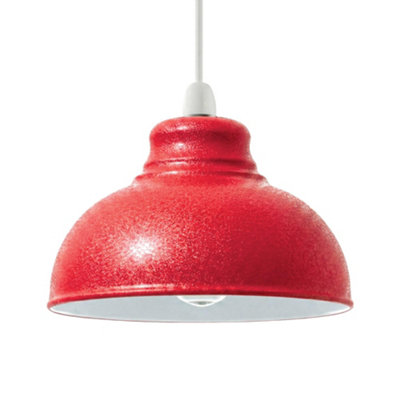 Red Light Shade Ceiling Metal Textured Lampshades For Ceiling LightsEasy Fit Pendant Lamp Shades For Living RoomBedroom from B&Q