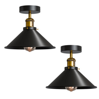 Semi Flush Mount Ceiling Light 2 Pack Cone Shape  For Kitchen Bedroom Hallway from B&Q