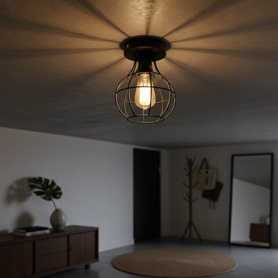 Ledsone Industrial Black Cage Ceiling Light With E27 Socket For Indoor With Bulb from B&Q