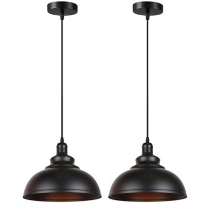 Ledsone Industrial Black Pendant Light 95Cm Height Adjustable With E27 Holder 2 Pack For Living Room Dining Room Kitchen from B&Q