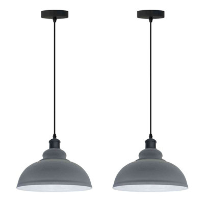  - Ledsone 2 Pack Grey Metal Industrial Pendant Light 29Cm For Indoor Without Bulb