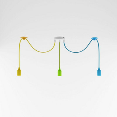  - Colorful 3 Drop Spider Pendant Light FittingAdjustable E27 Ceiling Lamp For KitchenLiving Room & Kids Room