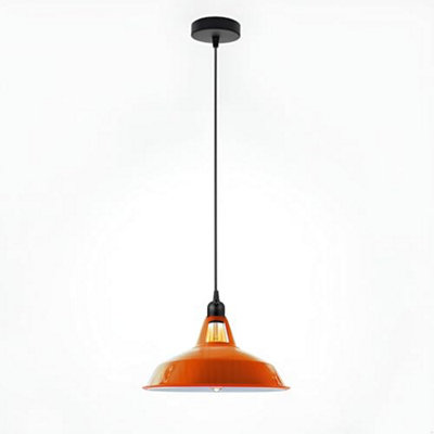  - Ledsone Industrial Vintage E27 Adjustable Pendant Lamp With Orange Barn Slotted Shade For Kitchen Restaurant Bar Or Balcony