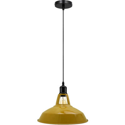  - Ledsone Industrial Vintage E27 Adjustable Pendant Lamp With Yellow Barn Slotted Shade For Kitchen Restaurant Bar Or Balcony