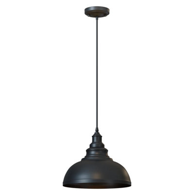 Industrial Ceiling Pendant Light With 29Cm Curvy Metal Shade And 95Cm Adjustable Hang For Living Room Bedroom Or Kitchen from B&Q
