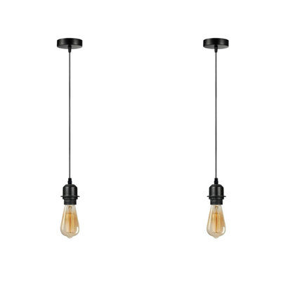 Ledsone Black 2 Pack  Metal Ceiling  Pendant Light With E27 Holder And 95Cm Cable With Bulb from B&Q