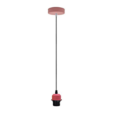 Ledsone Pink Vintage Industrial Pendant Light E27 Bulb Holder Ceiling Rose Lamp Fixture from B&Q