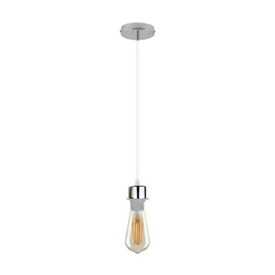 Ledsone Metal Industrial Vintage Pendant Light With E27 Socket 95Cm Adjustable Pvc Cable Chrome Finish For Restaurant from B&Q