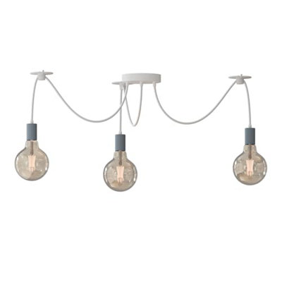 Diy Spider Pendant Light 3 Arm Adjustable 95Cm Hanging Ceiling Lamp E27 Vintage Industrial Chandelier Lighting Gray from B&Q