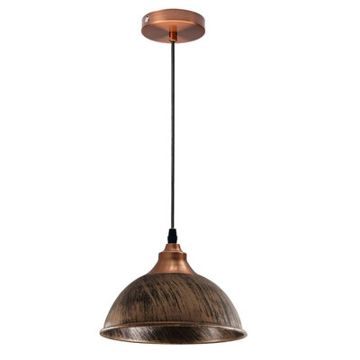 Ledsone Vintage Metal Pendant Light With Dome Shape 21Cm Brushed Copper Shade Industrial Ceiling Light For Dining Room Bar from B&Q