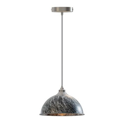  - Ledsone Pendant Light Round Shape Brushed Silver  Vintage E27  With Bulb For Dining Room Bar Or Restaurant