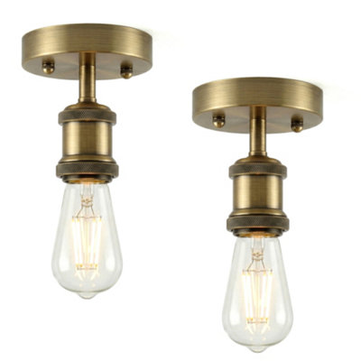 2 Pack Of  Retro Flush Mount E27 Single Head Fully Earth Ceiling Light Lamp Holder Sconce Chandeliers Pendent Set from B&Q